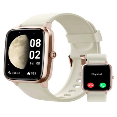 GRV Smart Watches for Women Men (Answer/Make Calls), 1.8" Smartwatch for iOS/Android Phones Fitness Tracker with 100+ Sports Modes Heart Rate/Sleep Monitor Pedometer IP68 Waterproof (Milky White)