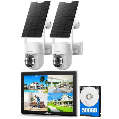 CAMCAMP Solar Security Cameras Outdoor Wireless with 10" Monitor, 2 Cam Kit