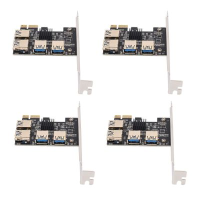 Baglaum 4X New 4 Ports PCIe Riser Adapter Board PCI-E 1X to 4 USB 3.0 PCI-E Rabbet GPU Riser Extender ETH/Monero