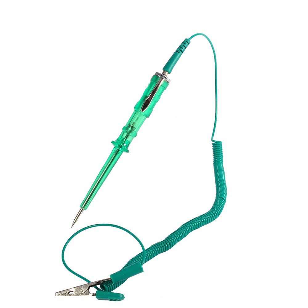 Car Circuit Tester Pen Pencil DC 6V 12V 24V Voltage Light Bulb Test, Steel Probe, High Safety with No Heat, Elastic Wire for Automobiles, Motorcycles, Bulldozers (GREEN)