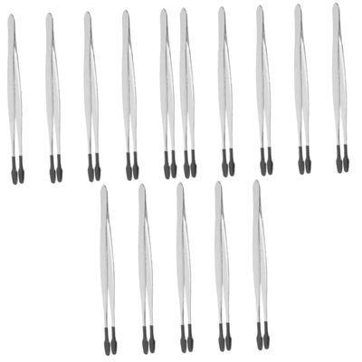 FRCOLOR 15pcs Crafting Tweezers Flat Tweezers for Stamp Collecting Jewelry Decal and Eyelash Applicator