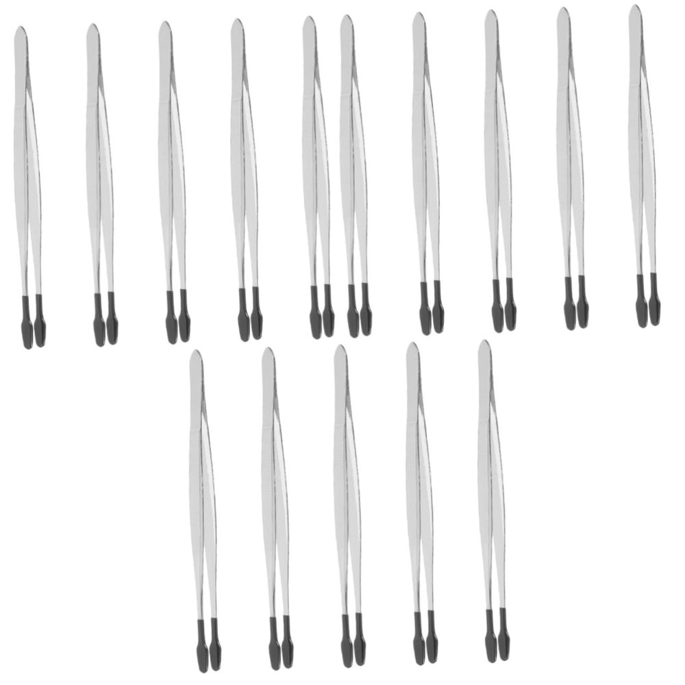 FRCOLOR 15pcs Crafting Tweezers Flat Tweezers for Stamp Collecting Jewelry Decal and Eyelash Applicator