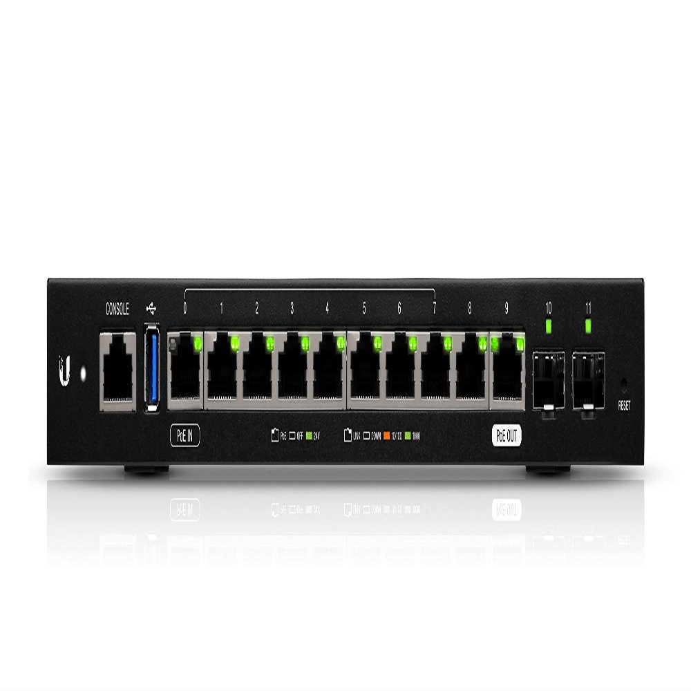 Ubiquiti Networks 12-Port EdgeRouter 12 Advanced Network Router with 10x Gigabit RJ45 Routing Ports 2X Gigabit SFP Ports (Renewed), Black