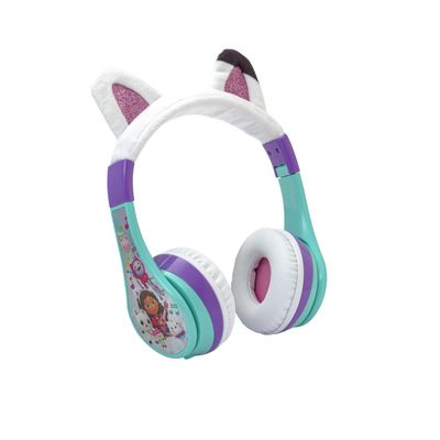 eKids Gabbys Dollhouse Wireless Headphones for Kids, Bluetooth Headphones with Microphone Includes Aux Cord