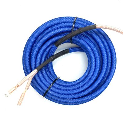 225FWY 14 Gauge Speaker Wire Custom Color + Custom Length Snakeskin Braided Sleeve Copper Marine Car Audio Automotive Speaker Wire 14 AWG (Blue, 50 FT)