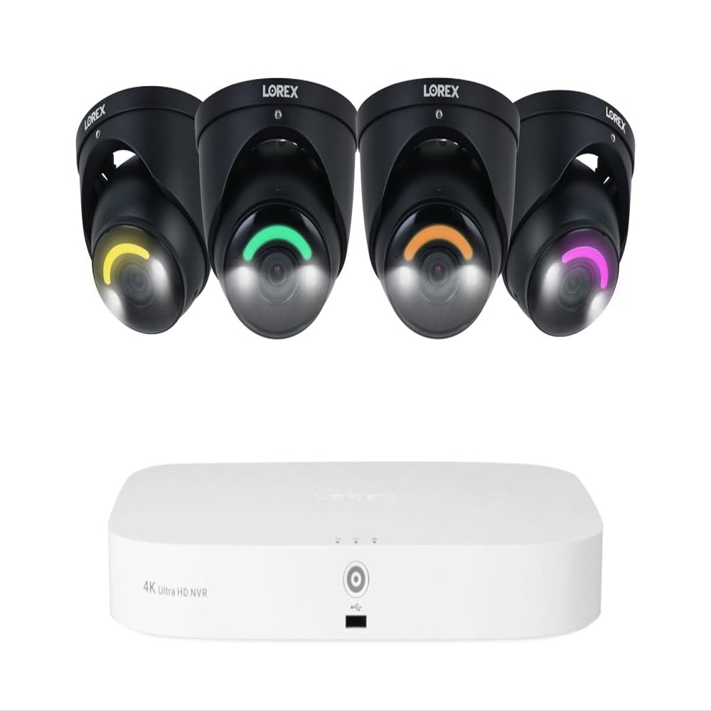 Lorex Fusion 4K 16 Camera Capable (8 Wired and 8 Wi-Fi) 2TB PoE NVR System w/ 4 Dome IP Cameras - Smart Security Lighting & Smart Motion Detection, Active Deterrence, Color Night Vision, IP67 (Black)