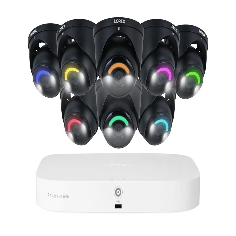Lorex Fusion 4K 16 Camera Capable (8 Wired and 8 Wi-Fi) 2TB PoE NVR System w/ 8 Dome IP Cameras - Smart Security Lighting & Smart Motion Detection, Active Deterrence, Color Night Vision, IP67 (Black)
