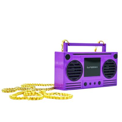 Bumpboxx MicroBoom Wearable Necklace Bluetooth Speaker Boombox | Bluetooth Portable Speaker | Includes 24 Chain & Rechargeable LI-ION Battery | Add Music to The Latest Fashion Trend | Poppoin Purple
