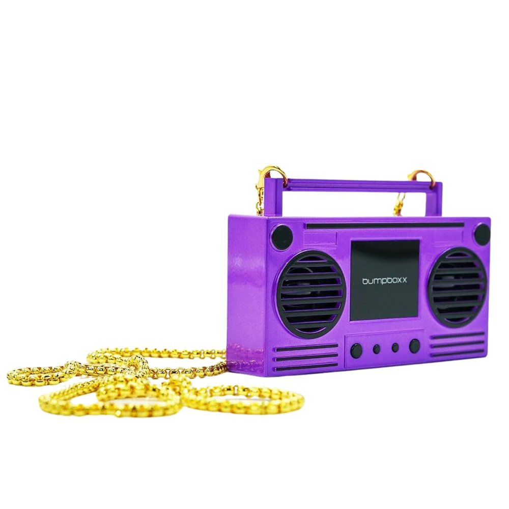 Bumpboxx MicroBoom Wearable Necklace Bluetooth Speaker Boombox | Bluetooth Portable Speaker | Includes 24 Chain & Rechargeable LI-ION Battery | Add Music to The Latest Fashion Trend | Poppoin Purple
