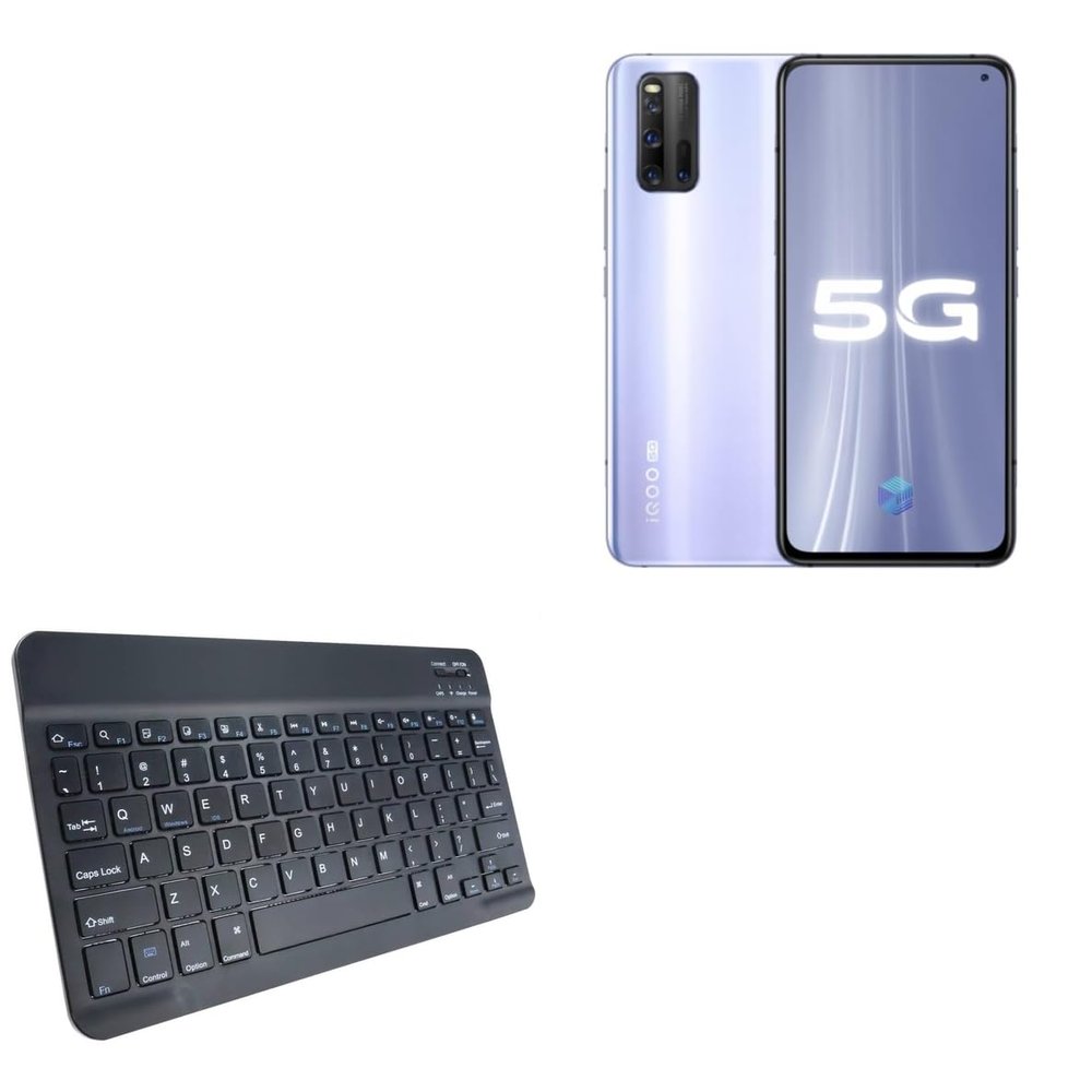 BoxWave Keyboard Compatible with iQOO 3 - SlimKeys Bluetooth Keyboard, Portable Thin with Chiclet-Style Keys - Jet Black