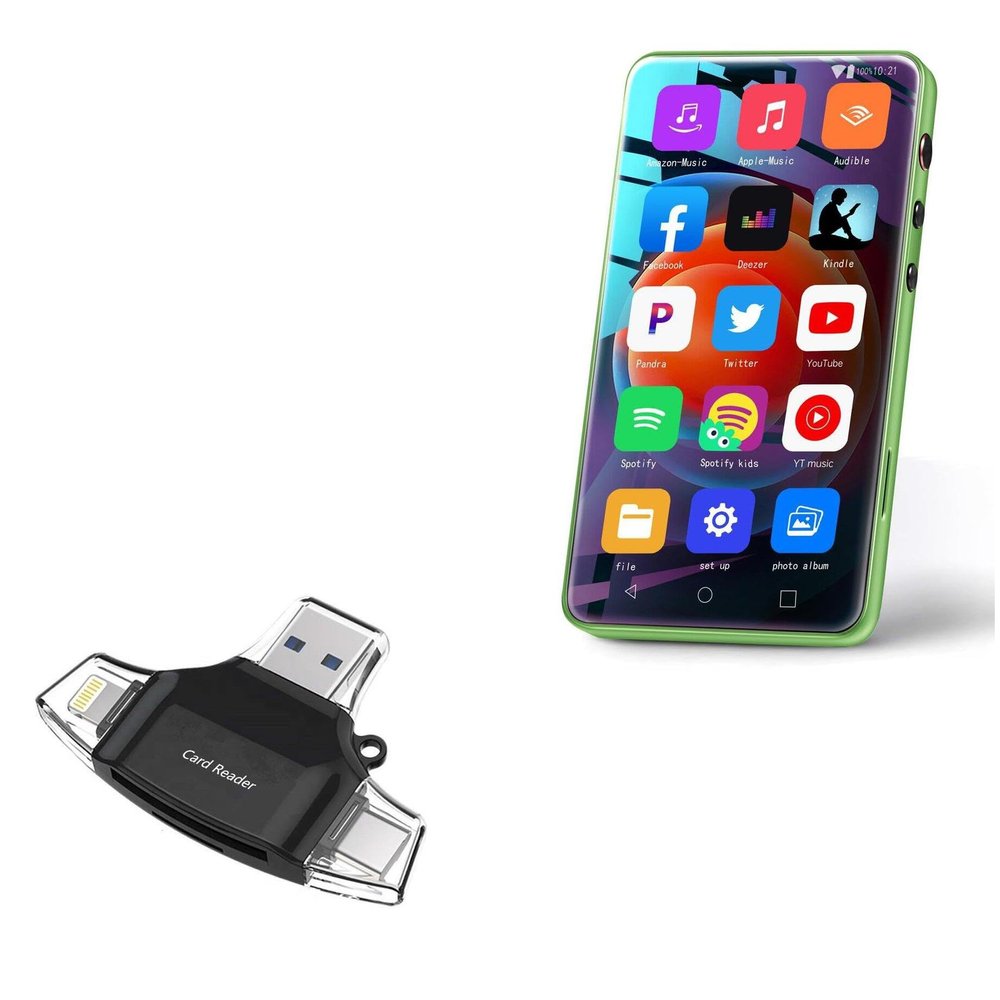 BoxWave Smart Gadget Compatible with MYMAHDI MP3 Player (4 in) - AllReader SD Card Reader, microSD Card Reader SD Compact USB - Jet Black
