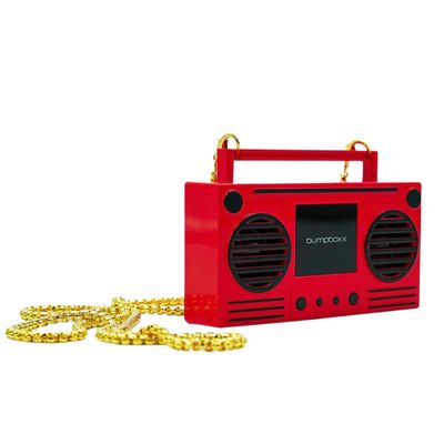 Bumpboxx MicroBoom Wearable Necklace Bluetooth Speaker Boombox | Bluetooth Portable Speaker | Includes 24 Chain & Rechargeable LI-ION Battery | Add Music to The Latest Fashion Trend, Candy Red