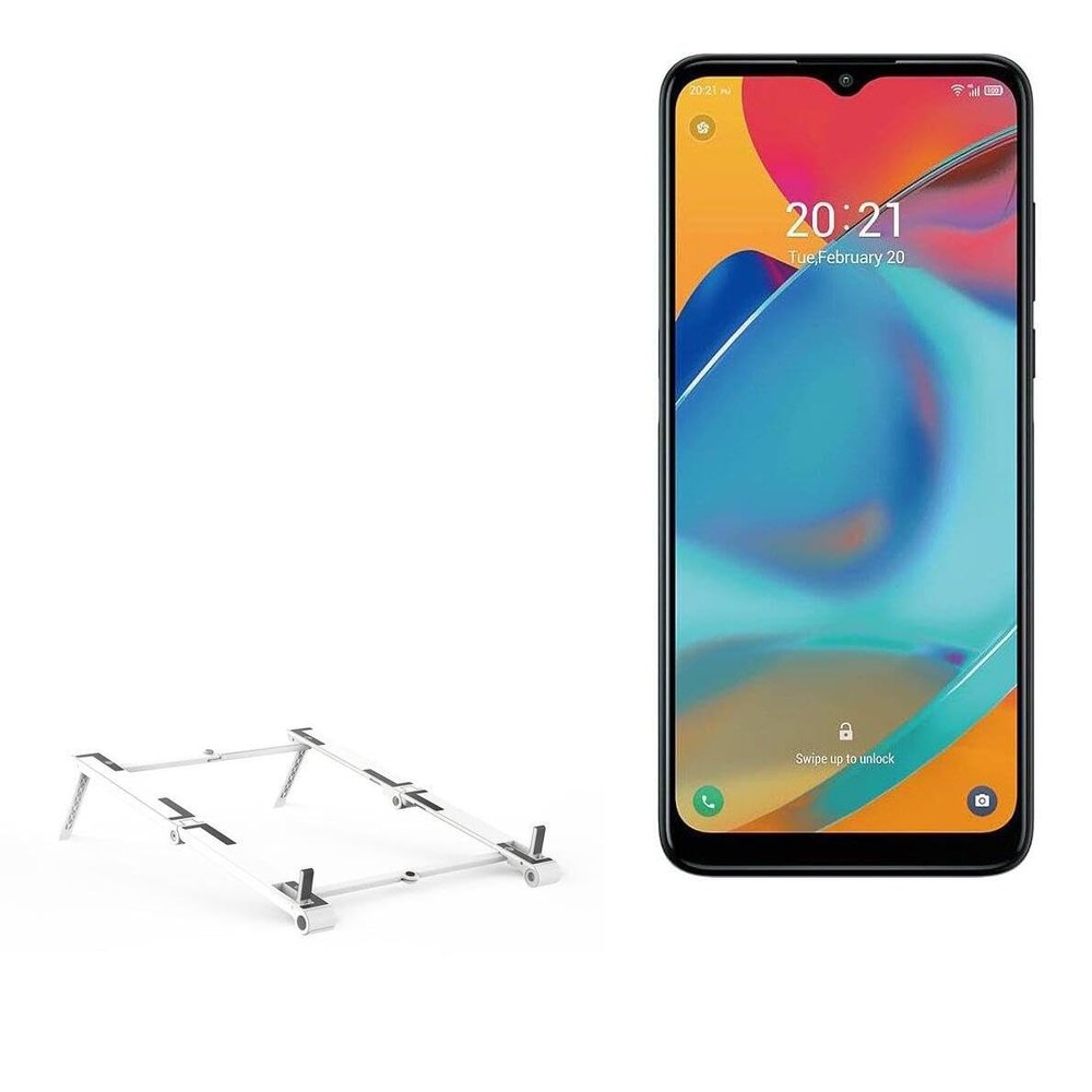 BoxWave Stand and Mount Compatible with Alcatel 3L (2021) - Pocket Aluminum Stand 3-in-1, Portable Multi Angle Viewing Riser - Metallic Silver