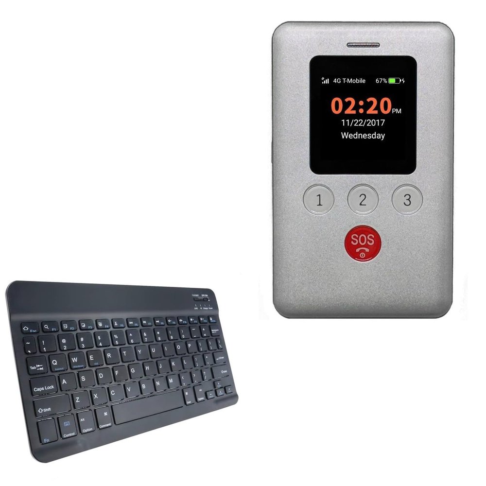 BoxWave Keyboard Compatible with KidsConnect KC2 (4.25 in) - SlimKeys Bluetooth Keyboard, Portable Thin with Chiclet-Style Keys - Jet Black