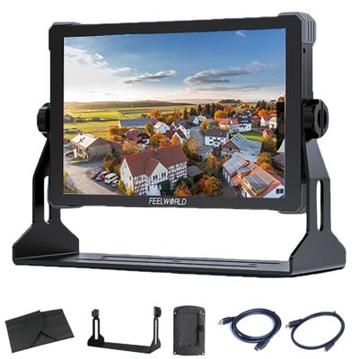 Feelworld T10 10.1 Inch Field Monitor, Aluminium 1920 * 1200 HD Touch Screen Monitor with Protective Corners 4K HDMI Input&Output F970 VESA Point for Event, Live Performance, TV Program