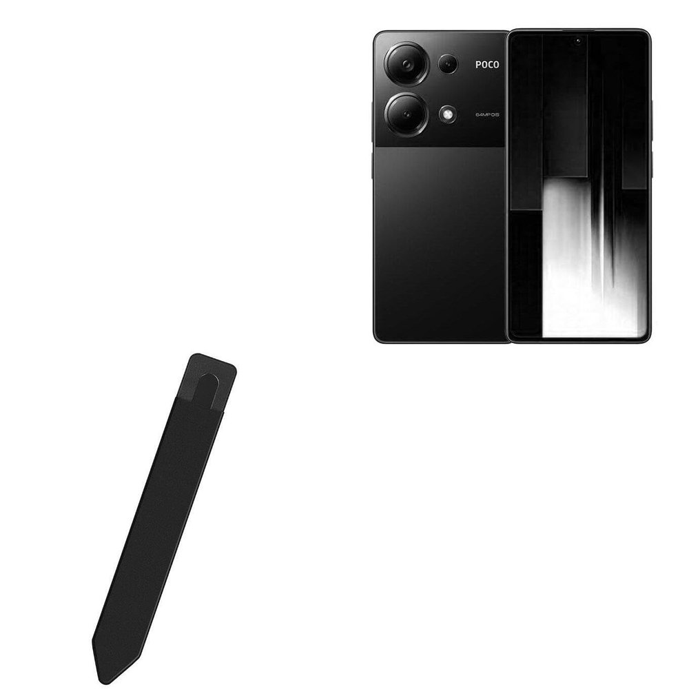 BoxWave Stylus Pouch Compatible with Xiaomi Poco M6 Pro - Stylus PortaPouch, Pen Stylii Holder Carrier Portable Self-Adhesive - Jet Black