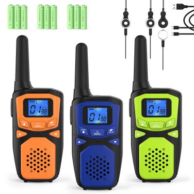 Adult Walkie Talkie WokTok Long Range Rechargeable Portable Two-Way Walkie Talkie, Hiking Accessories, SOS Sirens, NOAA Weather Alarms, Kid's Toys, Easy-to-Use Rechargeable Walkie Talkies,3 Pack