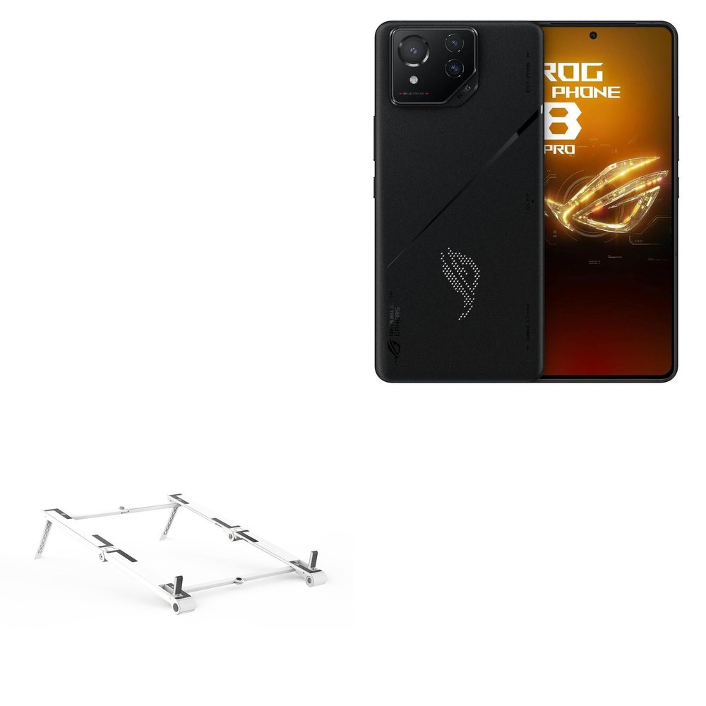 BoxWave Stand and Mount Compatible with ASUS ROG Phone 8 Pro - Pocket Aluminum Stand 3-in-1, Portable Multi Angle Viewing Riser - Metallic Silver