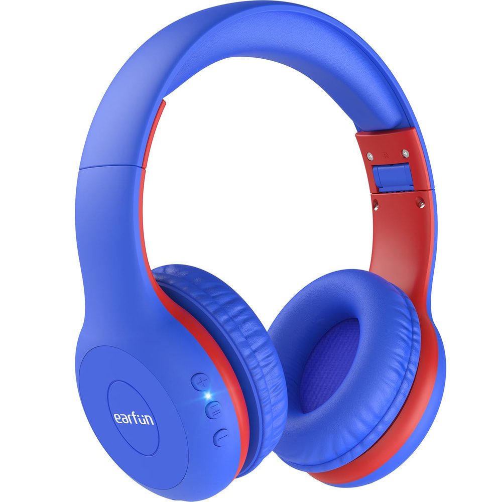 EarFun K2 Kids Bluetooth Headphones, Kids Headphones with Volume Limited, 40H Playtime, Built-in Mic, Stereo Sound, Foldable Over-Ear Headphone for School/Travel/iPad/Tablet, Blue