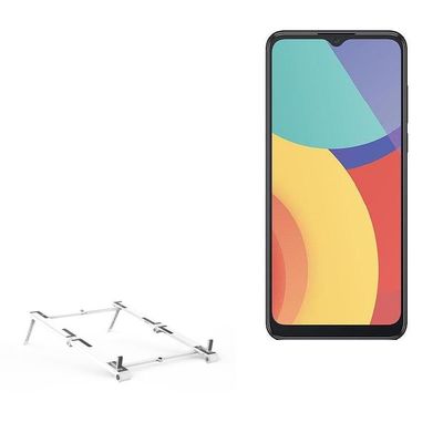 BoxWave Stand and Mount Compatible with Alcatel 1V (2021) - Pocket Aluminum Stand 3-in-1, Portable Multi Angle Viewing Riser - Metallic Silver