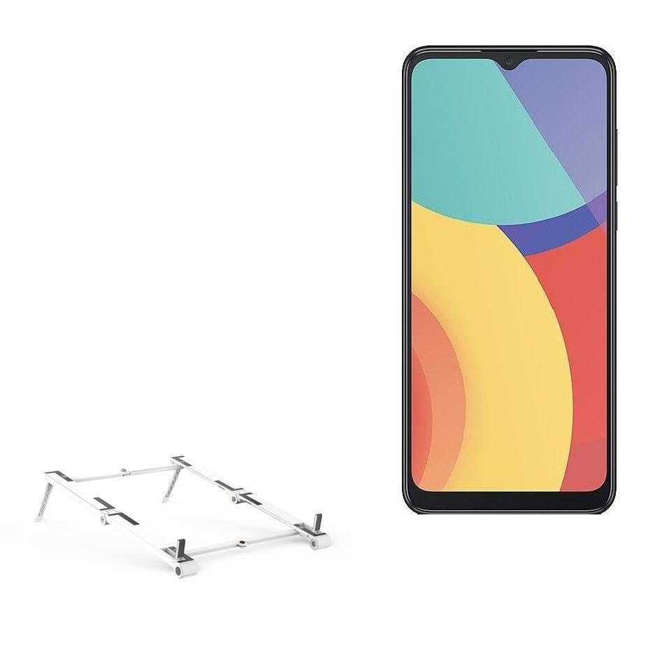 BoxWave Stand and Mount Compatible with Alcatel 1V (2021) - Pocket Aluminum Stand 3-in-1, Portable Multi Angle Viewing Riser - Metallic Silver