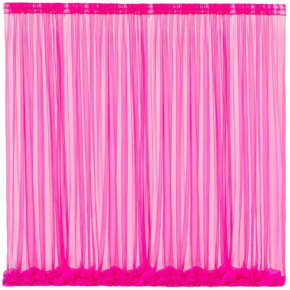 10x10 Hot Pink Tulle Backdrop Curtains for Parties, Sheer Backdrop Curtain Wedding Photo Background Drapes for Baby Shower Photography Birthday Party