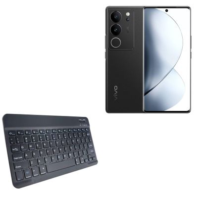 BoxWave Keyboard Compatible with vivo V29 - SlimKeys Bluetooth Keyboard, Portable Thin with Chiclet-Style Keys - Jet Black