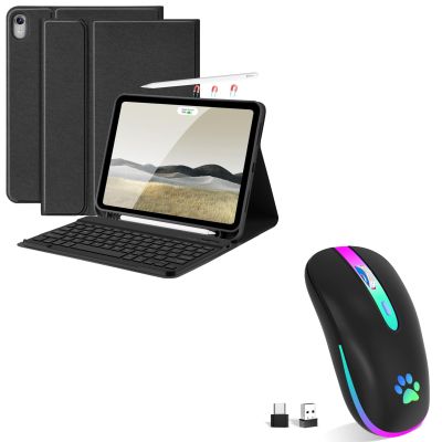 FUWANG iPad Air 5th Generation Case with Keyboard - iPad Air Case with Keyboard 10.9 inch for iPad Air 5th Gen 2022/Air 4th Gen 2020 Bundle with Wireless Mouse,Rechargeable LED Wireless Mouse
