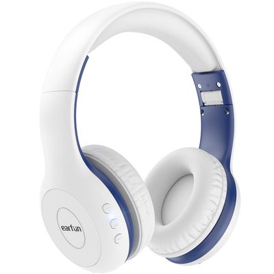 EarFun K2 Kids Bluetooth Headphones, Kids Headphones with Volume Limited, 40H Playtime, Built-in Mic, Stereo Sound, Foldable Over-Ear Headphone for School/Travel/iPad/Tablet, White