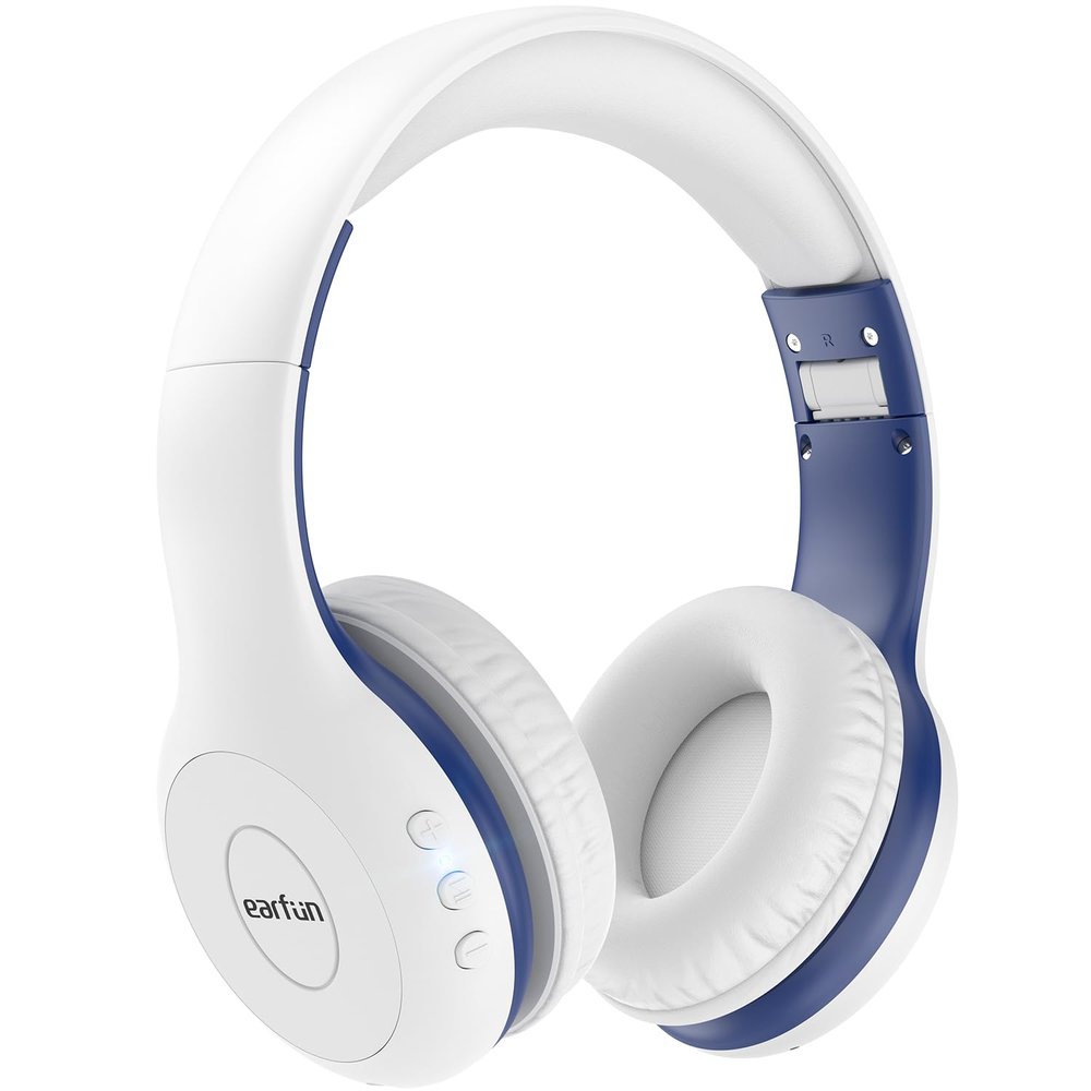 EarFun K2 Kids Bluetooth Headphones, Kids Headphones with Volume Limited, 40H Playtime, Built-in Mic, Stereo Sound, Foldable Over-Ear Headphone for School/Travel/iPad/Tablet, White