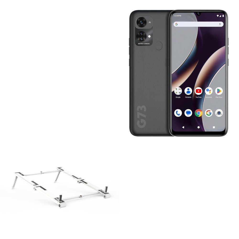 BoxWave Stand and Mount Compatible with BLU G73 - Pocket Aluminum Stand 3-in-1, Portable Multi Angle Viewing Riser - Metallic Silver