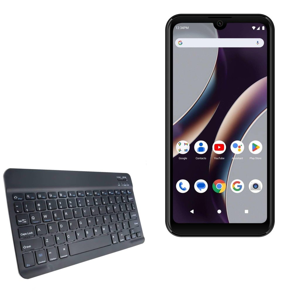 BoxWave Keyboard Compatible with BLU G33 - SlimKeys Bluetooth Keyboard, Portable Thin with Chiclet-Style Keys - Jet Black