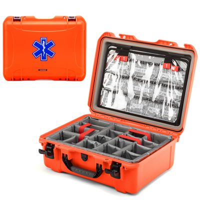 NANUK 940 Waterproof EMS/EMT Empty Hard Case with Dual-Compartment Lid Organizer and Padded Dividers First Aid Organizer for Trauma Kits & IP67 Dustproof, Impact-Resistant Orange