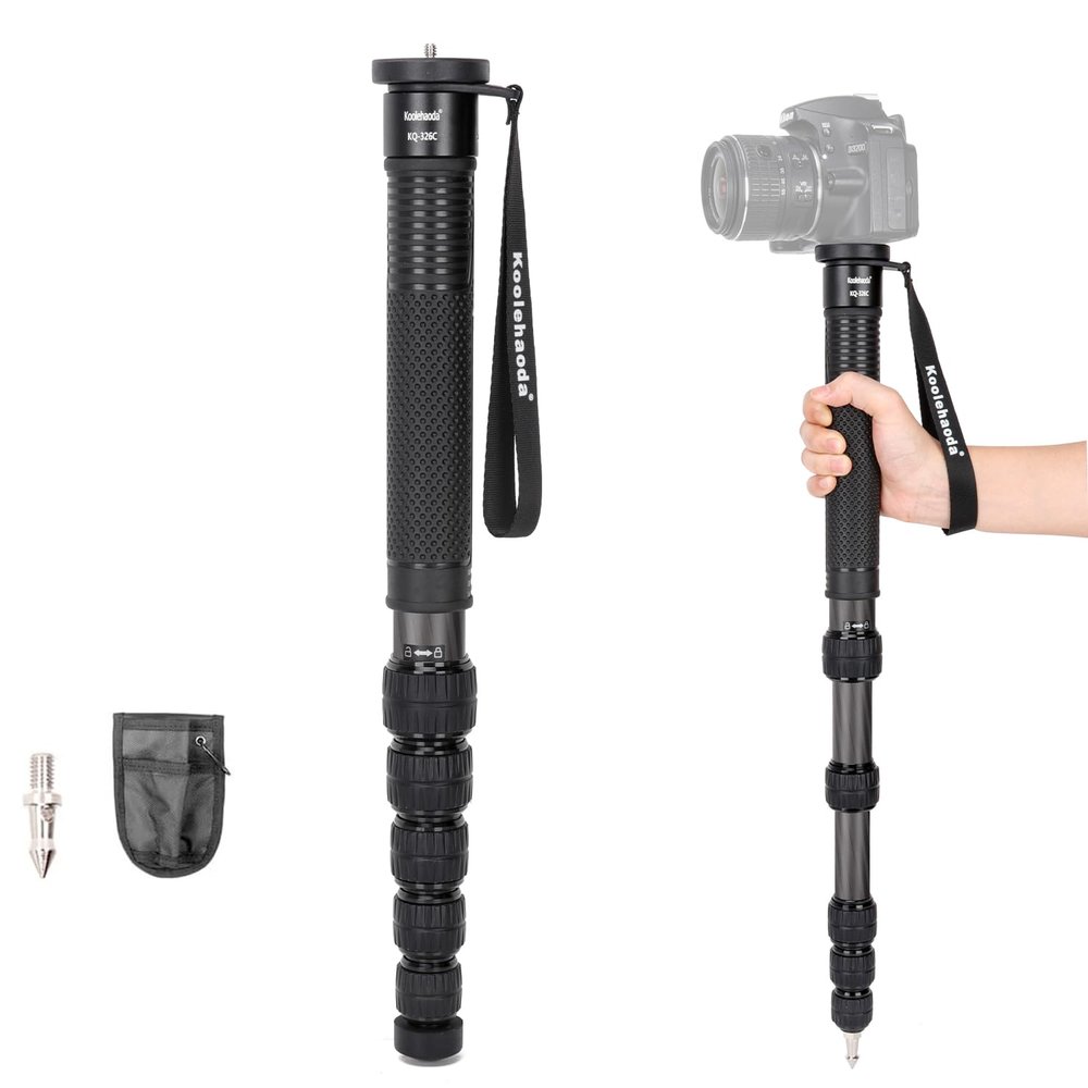 Koolehaoda 69-Inch Carbon Fiber Monopod for DSLR Cameras - 32mm Tube Unipod Stick, Lightweight Portable Travel, 33Lbs Payload Capacity