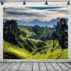 Loccor 9x6ft Fabric Mountain Landscape Backdrop New Zealand Travel Green Mountains Scenery Photography Background Kids Adults Travel Photo Studio Props view 3