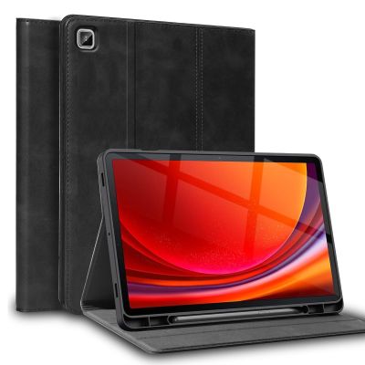NANRUIL for Samsung Galaxy Tab A7 10.4 inch Case with S Pen Holder 2020/2022 Model(SM-T500/T505/T507) Genuine Leather Cover Protective Shell,Auto Wake/Sleep.Black