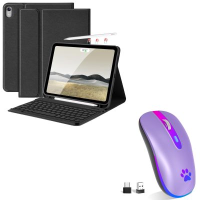 FUWANG Keyboard Case for iPad air 11inch /air 5th/air 4th Generation Case with Keyboard Bundle with Wireless Mouse,Rechargeable LED Wireless Bluetooth Mouse