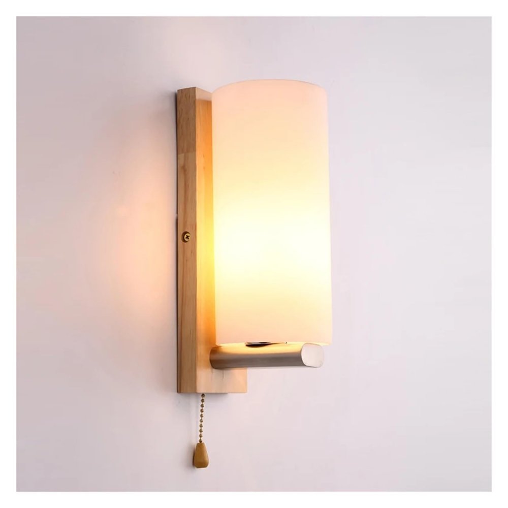 SteFik Wall Light LED Log Living Room Background Bedroom Lamp Zip Switch Wooden,Pendant