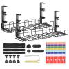 uxcell Cable Management Tray, 2Pcs 15.75'' - Metal Under Desk Cable Management Rack, No Drill Adjustable and Removable Wire Storage Rack for Office Home Computer Cord Organizer (Black) view 1
