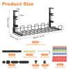 uxcell Cable Management Tray, 2Pcs 15.75'' - Metal Under Desk Cable Management Rack, No Drill Adjustable and Removable Wire Storage Rack for Office Home Computer Cord Organizer (Black) view 2