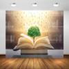 BELECO 5x3ft Fabric Magic Wisdom Book with English Alphabet Backdrop Knowledge Tree in Old Book Blurred Bookshelf Background for Kids Adults Party Graduation Decor Photo Studio Props view 1