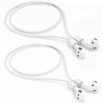 Mooyavia 2 Pack Strong Magnetic Anti-Lost Straps for AirPods, Colorful Soft Silicone Sports Lanyard Compatible with AirPods 4rd / AirPod Pro 1st & 2nd / AirPod 3rd /AirPod 1&2 -White