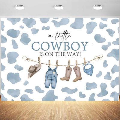 10x8ft Cowboy Baby Shower Backdrop A Little Cowboy is On The Way Photography Background Boy Baby Shower Party Western Theme Decoration Supplies Photo Booth Props