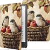 Qindaiwen Case for 6.8" Kindle Paperwhite 11th Generation 2021 Lightweight PU Leather Cover with Auto Wake/Sleep for Amazon Kindle Paperwhite 2021 Signature Edition/Kids E-Reader, Birds in Basket view 1