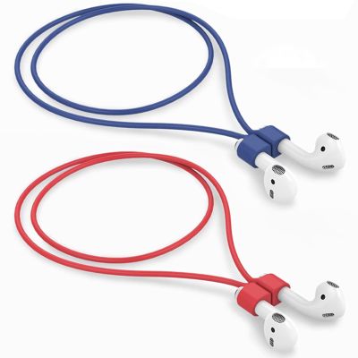 2 Pack Ultra Strong Magnetic Anti-Lost Straps for AirPods, Colorful Soft Silicone Sports Lanyard Compatible with AirPods 1&2 / AirPods 3rd / AirPods Pro 1st&2nd Gen, Neck Rope Cord - Red+Blue