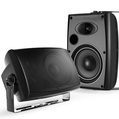 STUDIOFINIX 6.5-Inch 400W Outdoor Bluetooth Speakers Waterproof Wired, Wall-Mount Waterproof Speaker System for Patio, Home, Poolside, Deck, Backyard (Pair,Black)