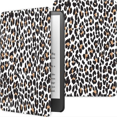 Qindaiwen Case for 6.8" Kindle Paperwhite 11th Generation 2021 Lightweight PU Leather Cover with Auto Wake/Sleep for Amazon Kindle Paperwhite 2021 Signature Edition/Kids E-Reader, Leopard Print