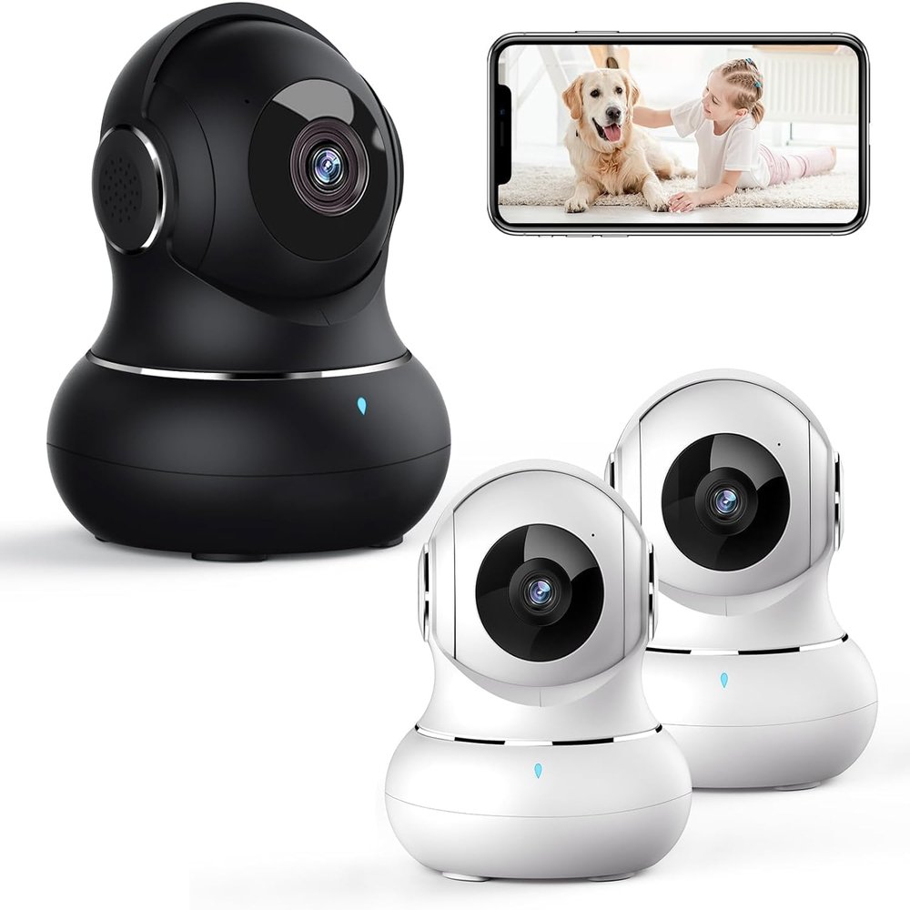 litokam Bundle of Black Indoor Camera & 2 Pack White Security Camera