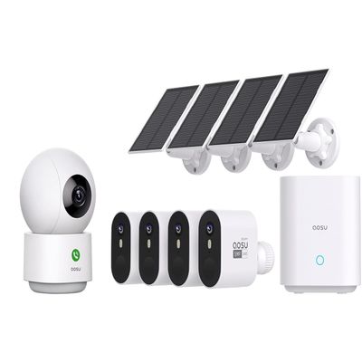 aosu 5MP SolarCam Max System 4-Cam-Kit + 2K Indoor Camera (Indoor Camera Doesn't Connect to Max's aosuBase)