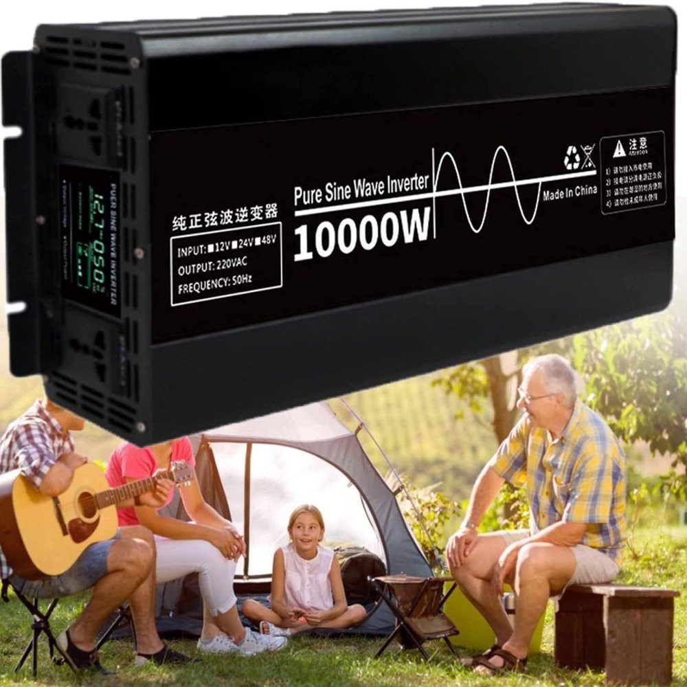 10000 Watt Power Inverter, Car/Home 24V 48V DC to 110V 220V AC Converter, with LED Display, Dual AC Outlets, Dual Smart Fans, Suitable for RV, Cottage, Home, Truck, Shed, Outdoor,24Vto110V